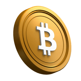 Moneta Bitcoin (BTC) disposta in diagonale nel layout della sezione hero